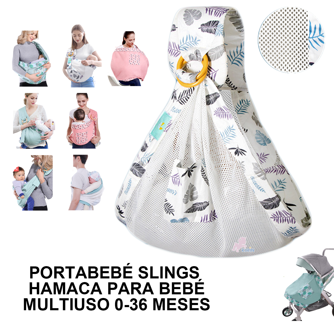 Portabebé slings ergonómico hamaca para bebé multiuso blanco tela  respirable 